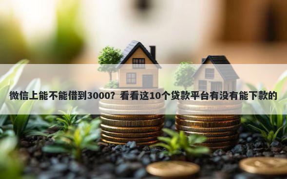 微信上能不能借到3000？看看这10个贷款平台有没有能下款的