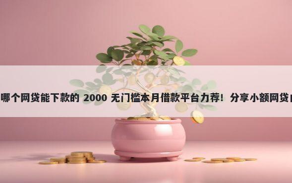 白猫贷都拒了还能有哪个网贷能下款的 2000 无门槛本月借款平台力荐！分享小额网贷口子2000无门槛借款