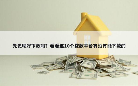 先先呗好下款吗？看看这10个贷款平台有没有能下款的