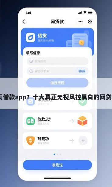 小额14天借款app？十大真正无视风控黑白的网贷app推荐