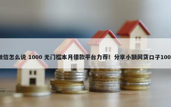 借钱到账到微信怎么说 1000 无门槛本月借款平台力荐！分享小额网贷口子1000无门槛借款