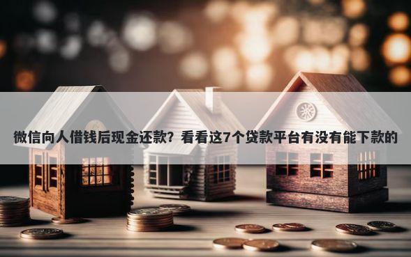 微信向人借钱后现金还款？看看这7个贷款平台有没有能下款的