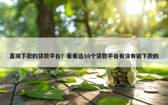 直接下款的贷款平台？看看这10个贷款平台有没有能下款的